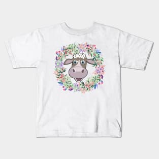 Cow Cute Cows Flower Wreath & Headband Accessory Gift Kids T-Shirt